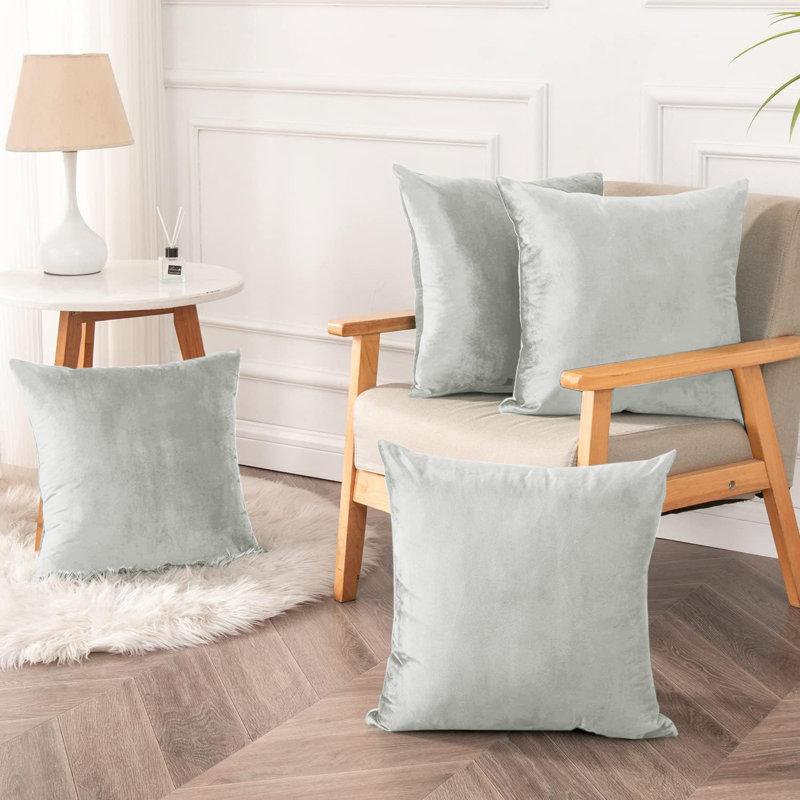 Heavy Crushed Classic Velvet Throw Pillow Cover (Pack of 4), Off White