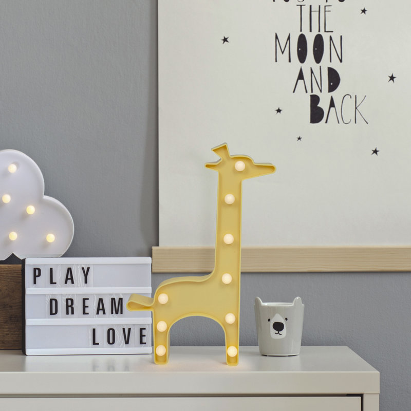 Enseigne lumineuse girafe 11,5 "à DEL, Jaune