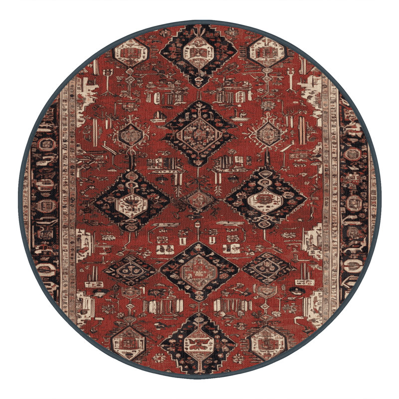 Machine Washable Persian Brown Area Rug, Rond 7 pi