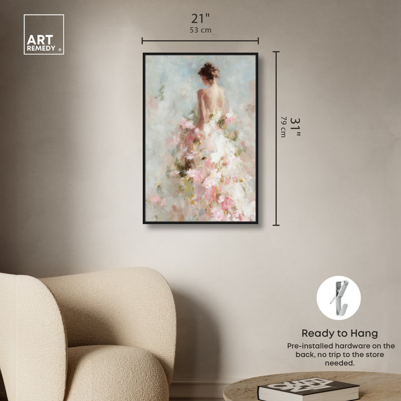 «Garden Bride I», reproduction d'art sur toile encadrée par Art Remedy, cadre noir, 20 x 30, 31"H x 21"W, Black Frame