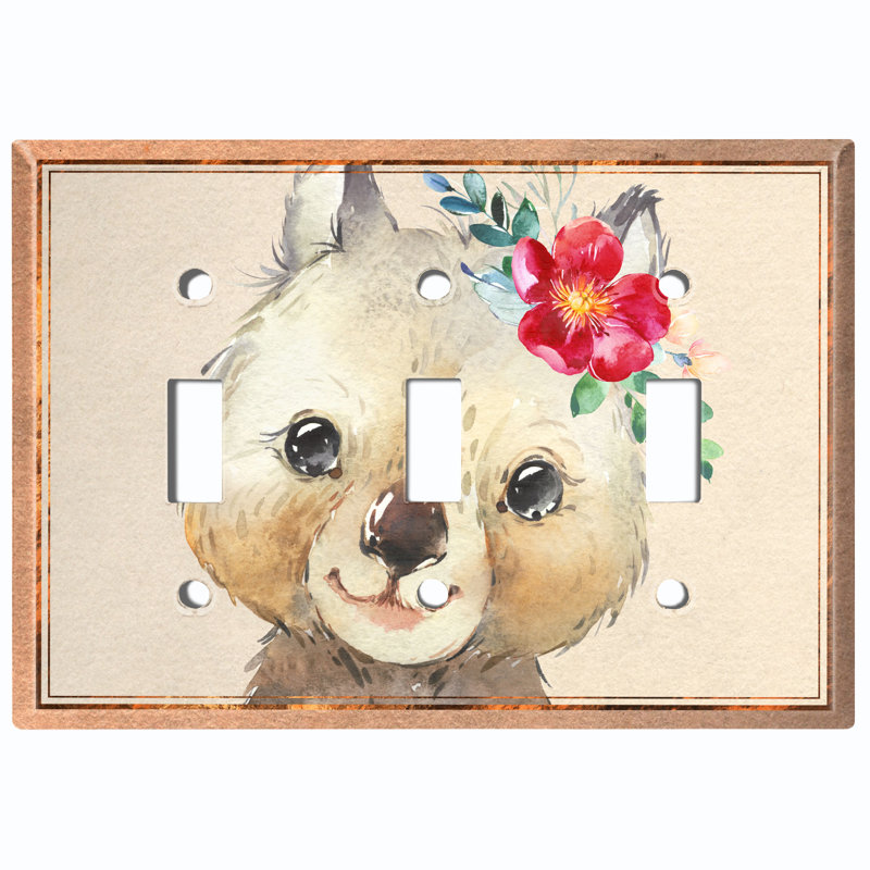 Plaque murale mignonne avec 3 écureuils et fleurs
