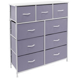 Sorbus 9 Drawers Dresser with Steel Frame and Wood Top