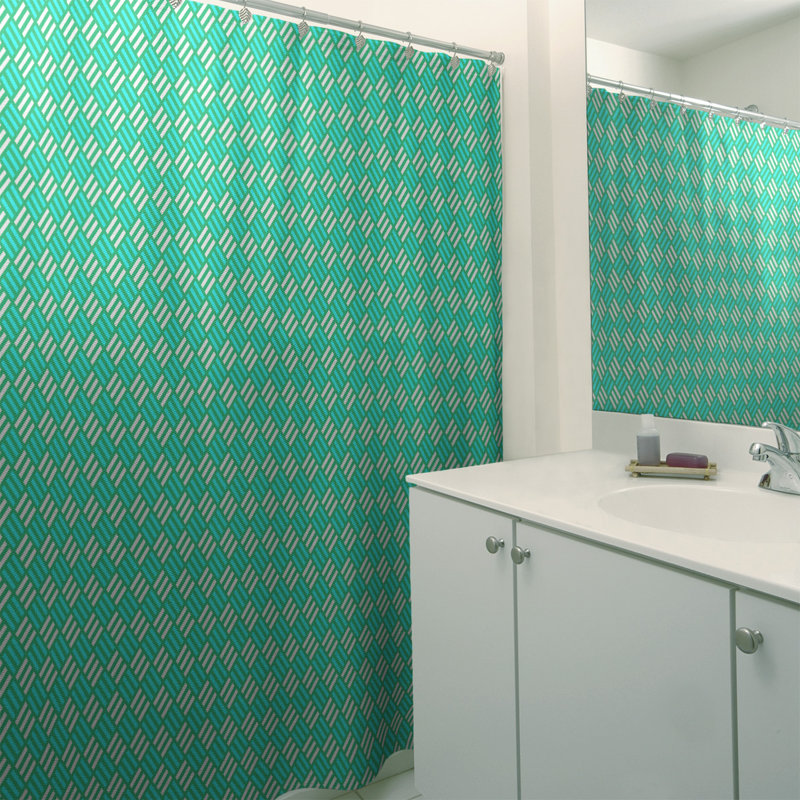 Rideau simple art déco, Green/Teal Stripe 1