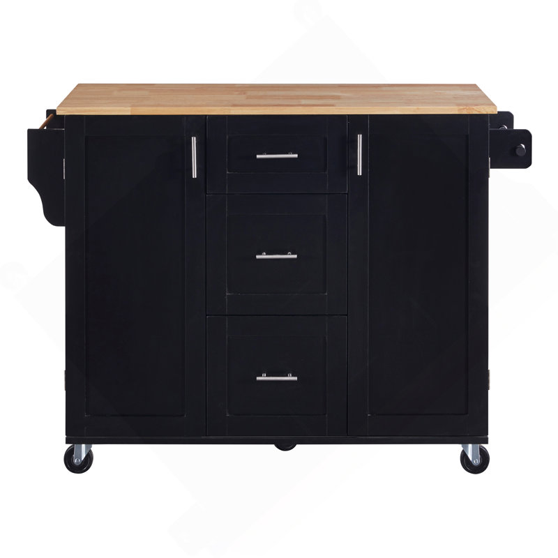 Versatile Rolling Kitchen Island With Abundant Storage For Efficient Cooking, Black