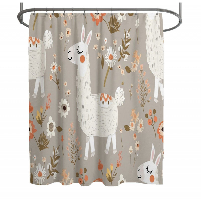 Rideau de douche Llama - Décor de salle de bain animal, H 93 po x l 70 po