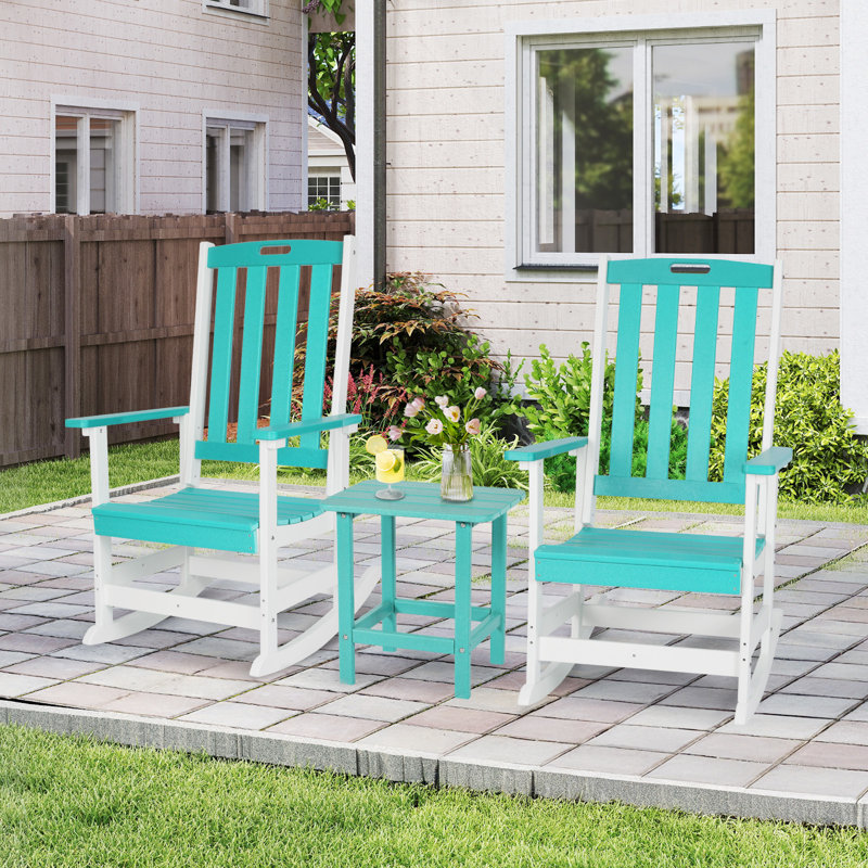 Chaise berçante d'extérieur en PEHD Aoodor, Lac bleu et blanc