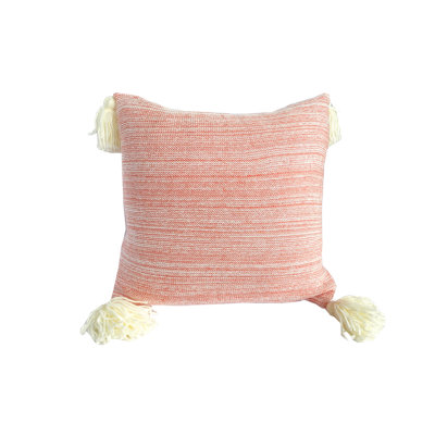 Housse et coussin de coussin décoratif à pampilles roses 17,7 po x 17,7 po