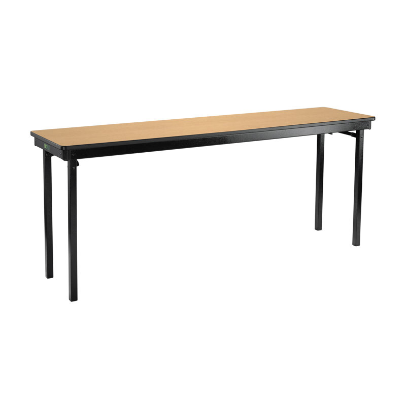 Fusion Maple 18" x 48" Steel Frame Folding Table with Laminate Plywood Top