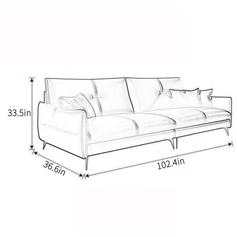 Canapé de bureau moderne et luxueux, 4, H 33,5 po x l 102,4 po x P 36,6 po