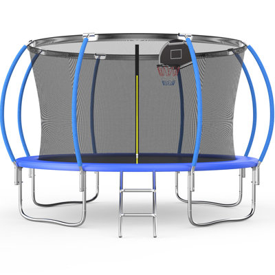 Trampoline de jardin rond de 12 pi avec enceinte sécuritaire SENCHO GINSYTALIOR