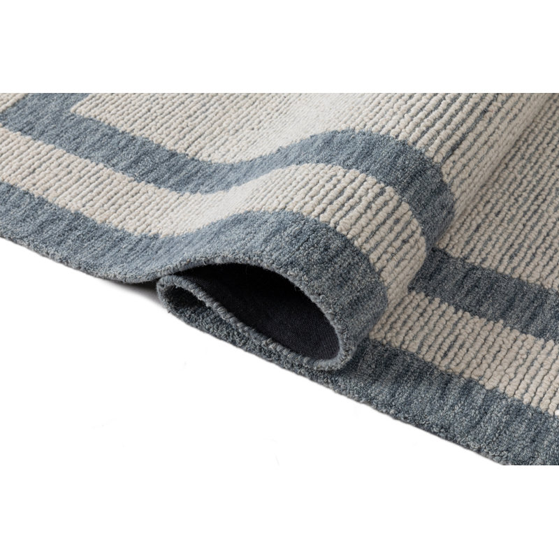 Malia Hand Tufted Wool Indoor Rug, 3'x5', Ivory Blue