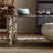 Creamy Minimalist Rotating Nesting Coffee Table, Tempered Glass Top & Storage Base