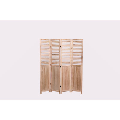 Paravent en bois massif naturel à 4 panneaux, parfait pour l'intimité et la décoration, facile à plier et à ranger