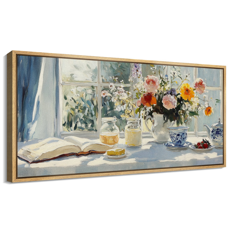 «Relaxing Teatime», art mural de nature morte, impression numérique sur toile giclée sur toile, Naturel, H 30 po x l 60 po