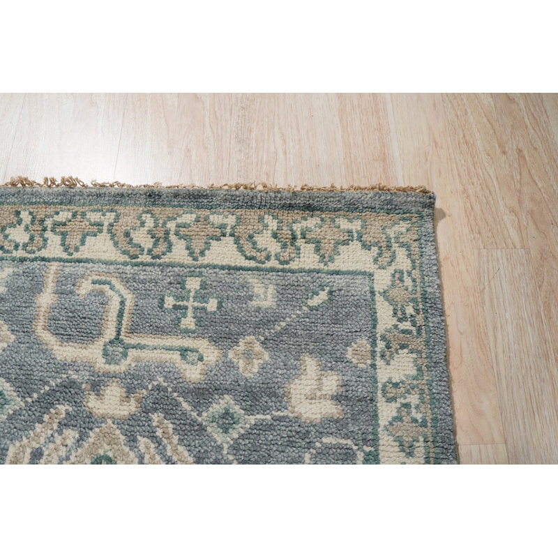 Blue Hand-Knotted Wool Floral Trelliswork Classic Traditional Modern Contemporary Carpet Rug, 6' x 9'