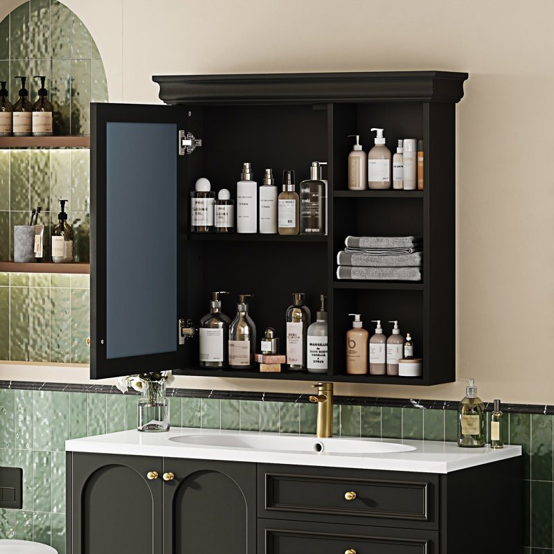 Armoire à pharmacie murale avec miroir, Noir