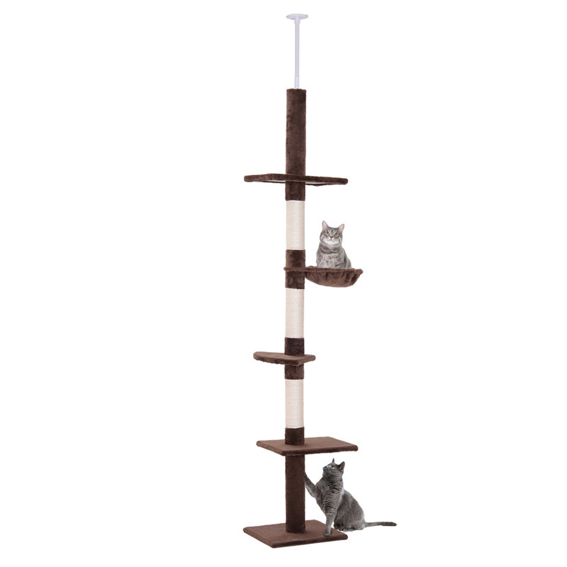 Floor to Ceiling Cat Tree Adjustable, Brown