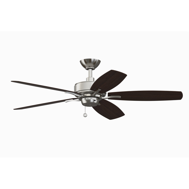 Aire Deluxe 52 inch Indoor Ceiling Fan - Brushed Nickel with Reversible Cherry/Dark Walnut blades, Brushed Nickel