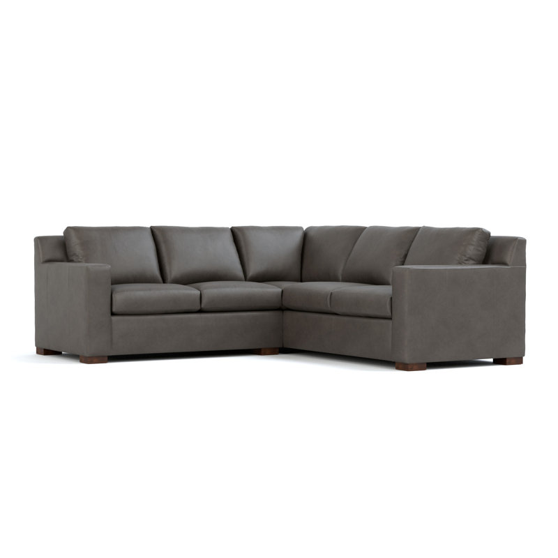 Keene Leather Sectional, Alameda Anthracite Genuine Leather