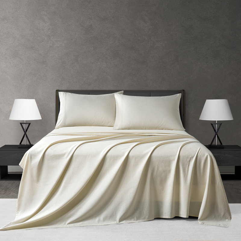Perry Ellis Herringbone 4pc Sheet Set, Queen, Turtle Dove