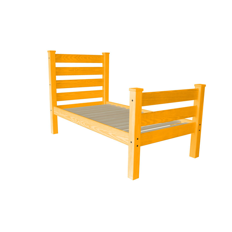 Structure de lit simple en bois massif orange