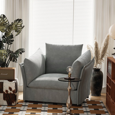 Modern Style Chenille Oversized Armchair Single Sofa Lounge Chair for Living Room by Latitude Run