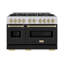 ZLINE Autograph 48" Classic Double Oven Gas Range w/ Black Doors & Bronze Accents-2135647082
