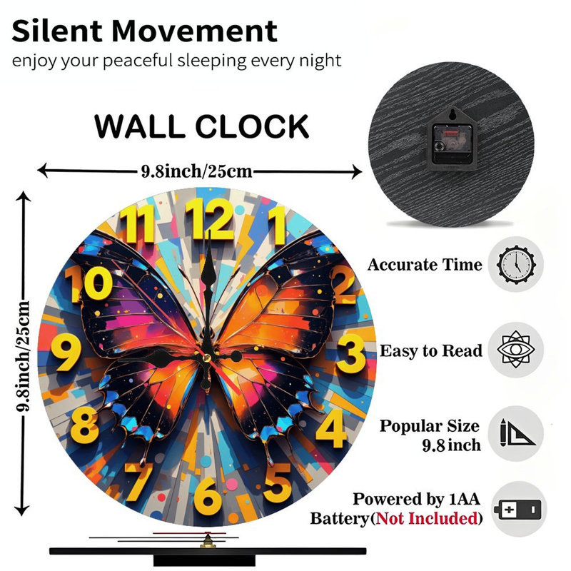 Colorful Butterfly Clock