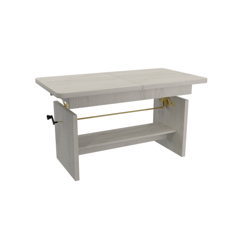 Lift Top Coffee Table with Storage, Kraft Biały