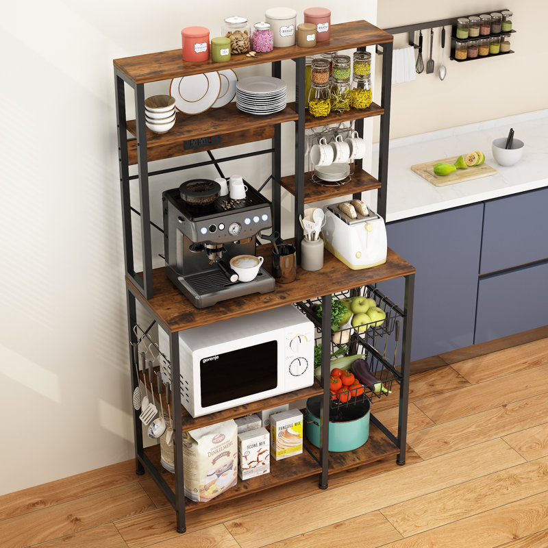 Étagère de boulanger standard en fer de 38,11 po Timyra compatible avec les micro-ondes