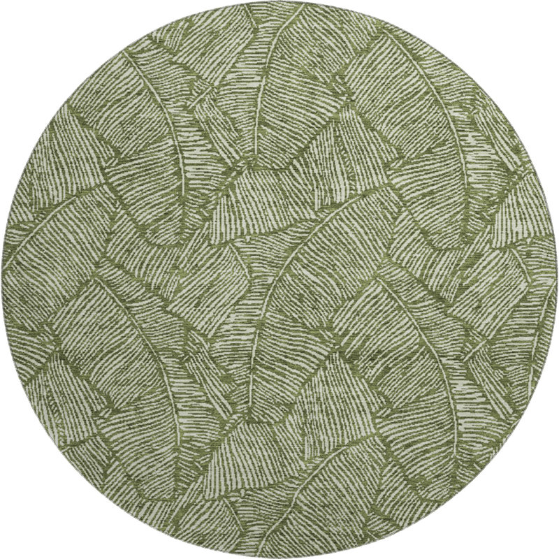 Premium Machine Washable Prisco Olive Rug, Round 8'