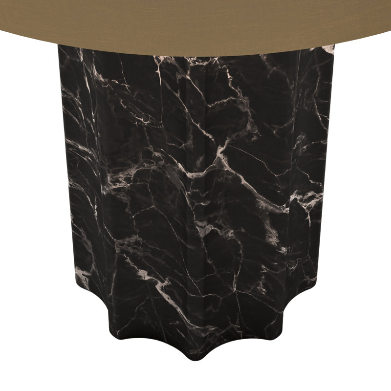 FLUTED COLUMN Rechargeable Cordless LED Table Lamp, 3-Levels Brightness Touch Sensor Control, Black Marble / Brushed Brass