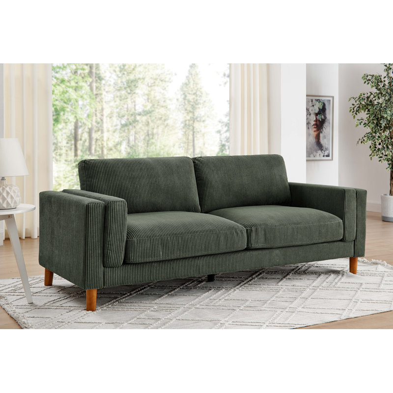 87" Square Arm Sofa with Reversible Cushions, Hunter Green