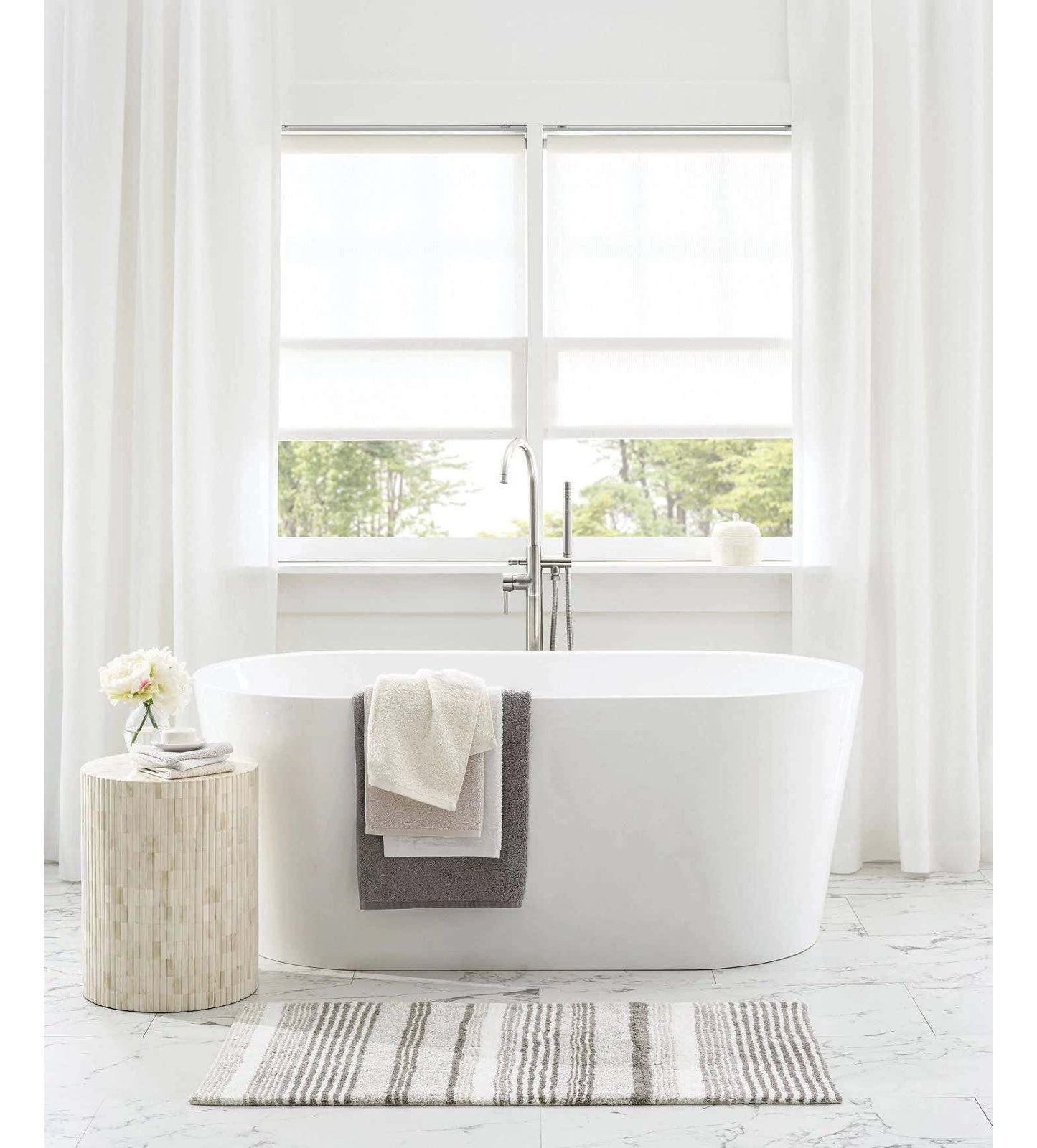 Lush Semi-Sheer Linen Curtain Panel, White, 55" W x 108" L