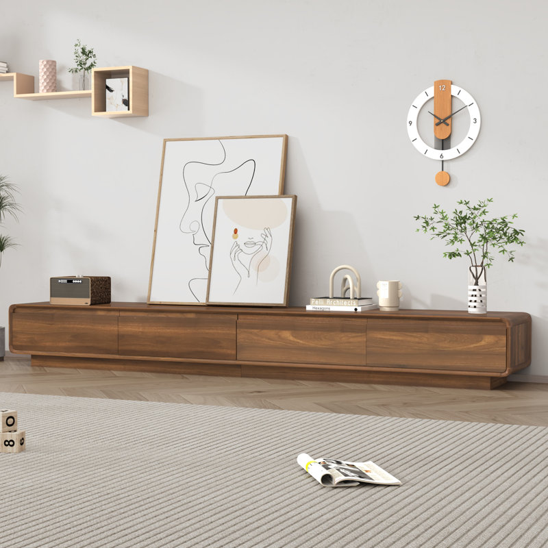 Wall-Mounted/Floor Standing TV Stand For Tvs Up To 100", Floating Media Console With 2 Drawers And 2 Cabinets, Brown