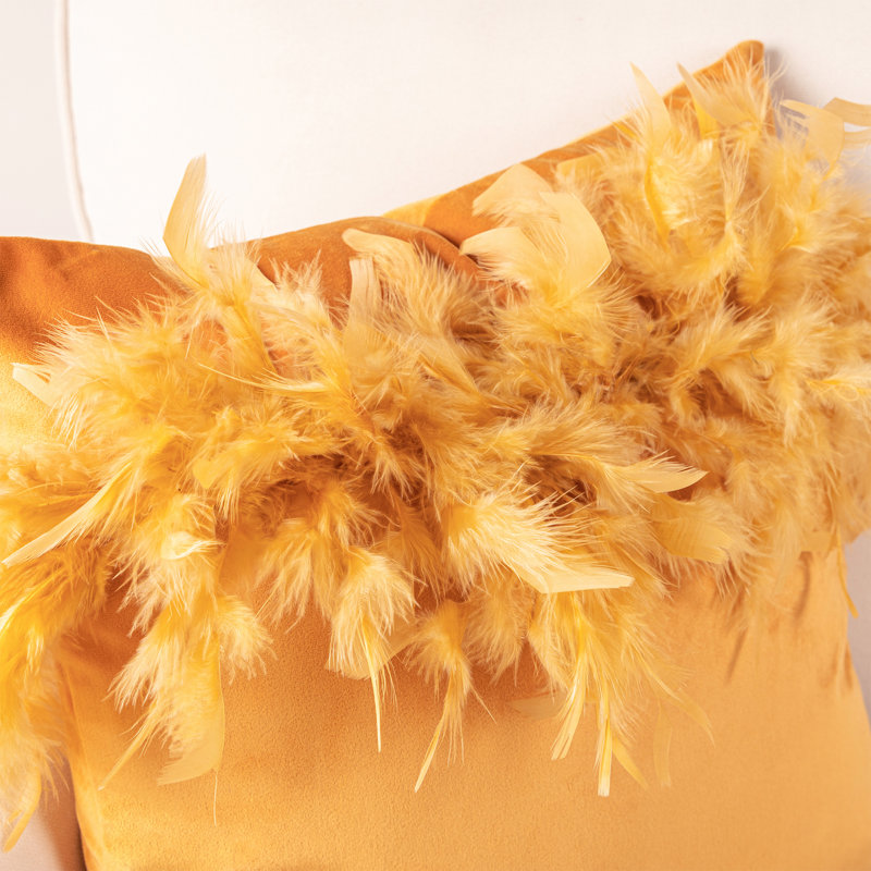 Coussin décoratif en plumes, H 18 po x l 18 po, Orange, Pillow Cover & Insert