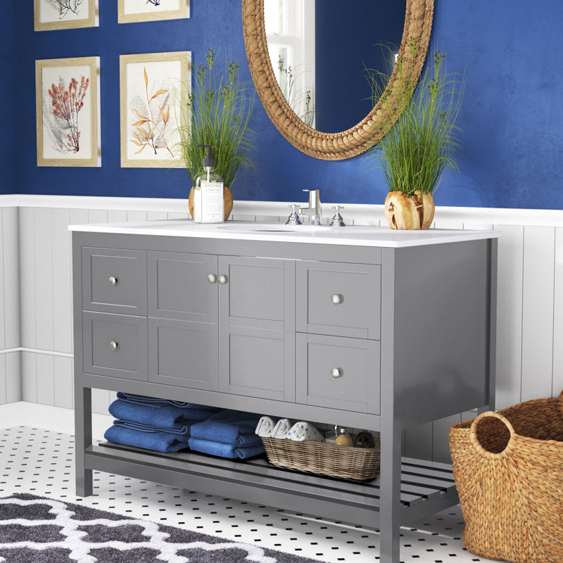 Krish 48'' Single Bathroom Vanity with Top, Gray