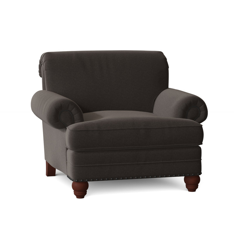 Spratt Armchair, Handsome 45 Black Performance Twill, Manhattan, Light Brass