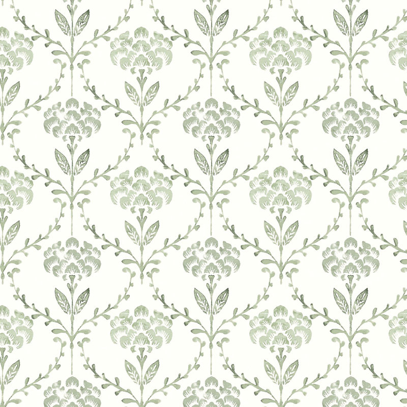 Martha Stewart Chateau Fleur Basketweave Green Wallpaper, Green