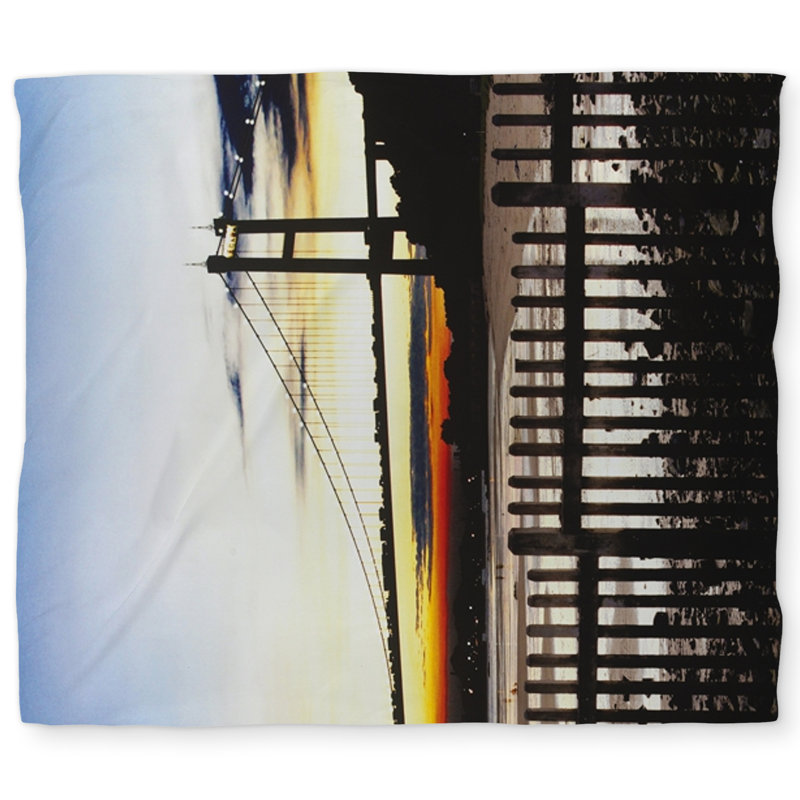 Bridge by Sunset - Orange Duvet Cover for Home Decor