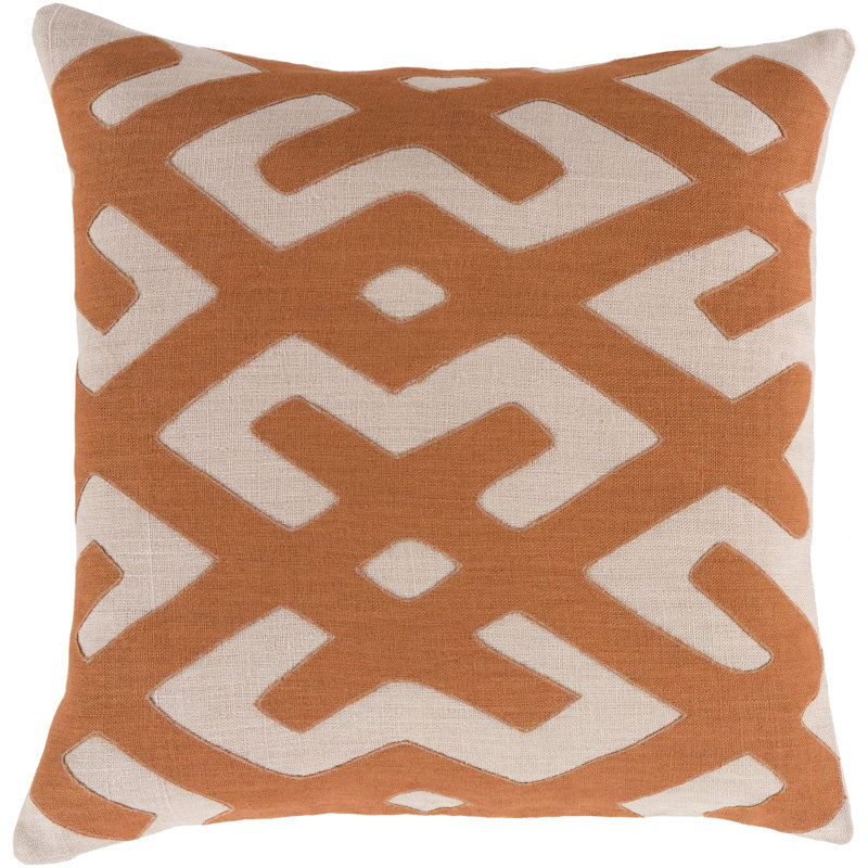 Throw Pillow, 18" H x 18" W x 4" D, Rust/Beige