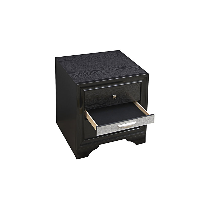 Nightstand Bedside Table With Drawer, Black