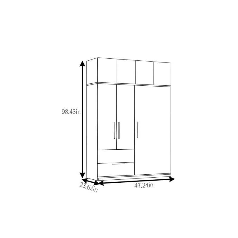 Garde-robe simple couleur noyer classique, H 98,43 po x l 47,24 po x P 23,62 po