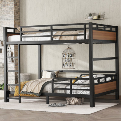 Metal Bunk Bed/Metal Loft Bed,Separable Bunk Beds,with raised security fence,Walnut Color by 17 Stories