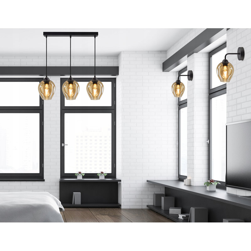 Tetbury 3 - Light Black Cluster Pendant, Honey