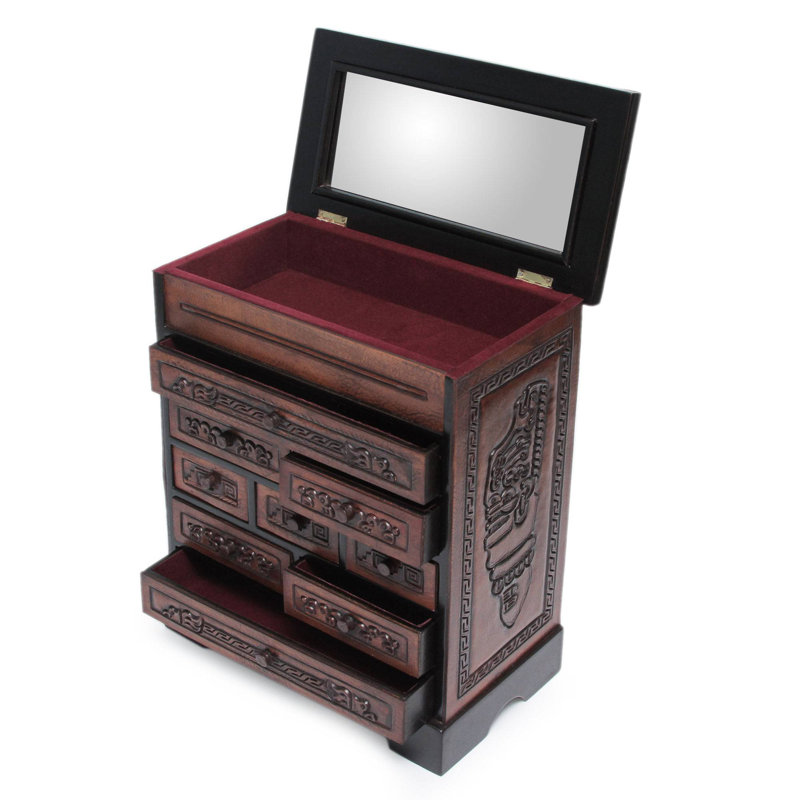 Boîte à bijoux en cèdre et cuir Memories