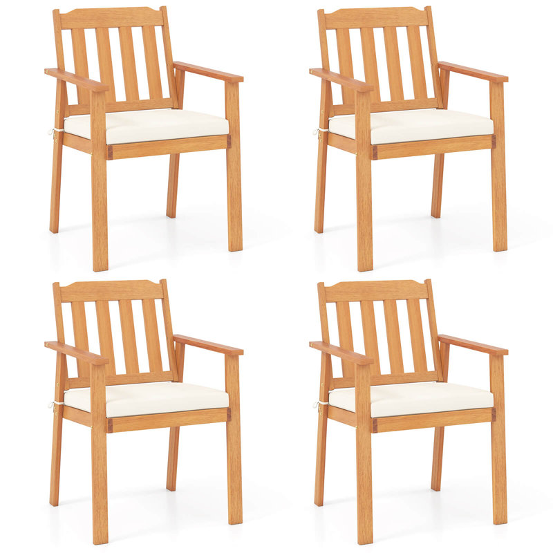 4 chaises de patio avec dossier rembourré et accoudoirs rembourrés amovibles