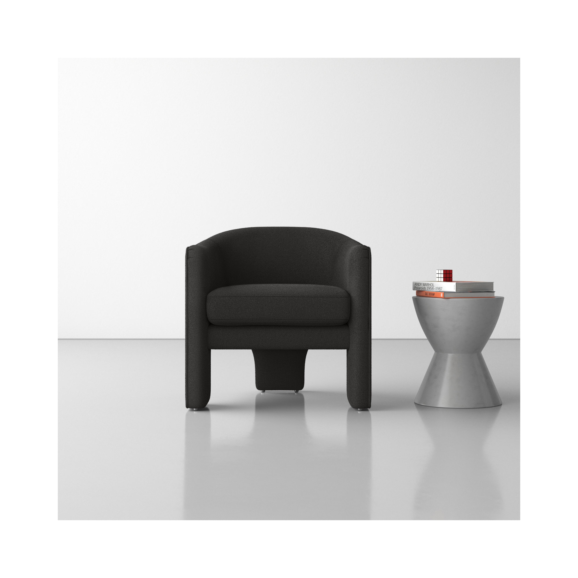 Upland Upholstered Armchair, Black Boucle