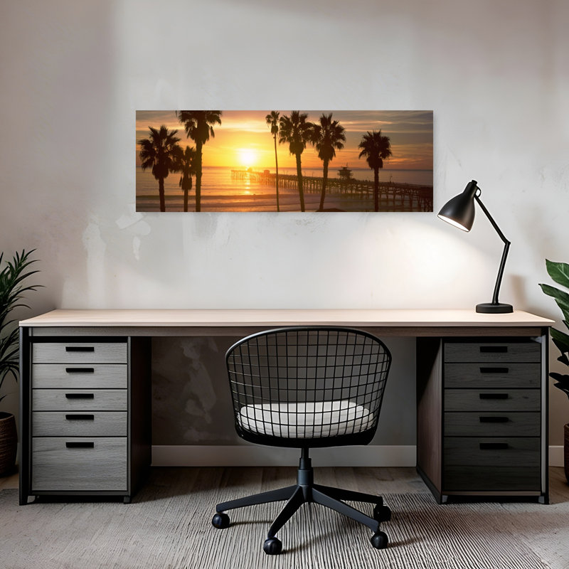Silhouette Of A Pier San Clemente Pier Los Angeles County California USA by Dan Merkel - Wrapped Canvas Panoramic Print