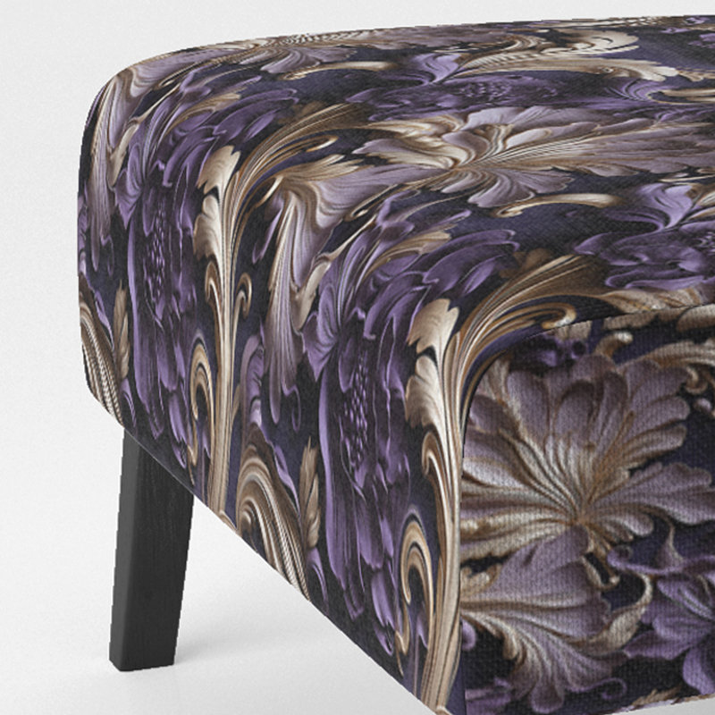 Deep Purple Glamorous Majesty - Upholstered Paisley Accent Slipper Chair